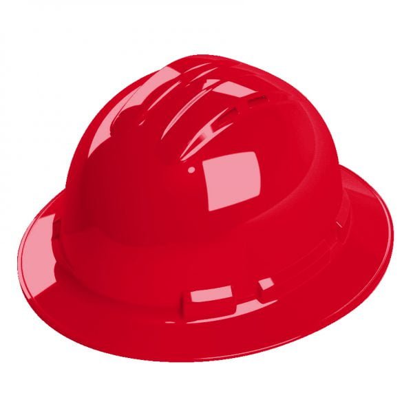 Ratchet, 4-Point, Vented, Duo Safety™, Hard Hat, Full Brim, Red: #H34R4V