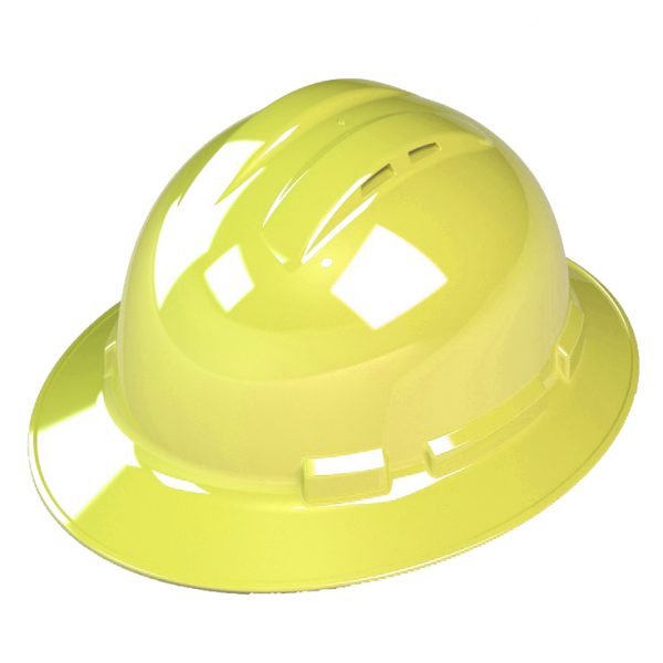 Pinlock, 4-Point, Vented, Duo Safety™, Hard Hat, Full Brim, Hi-Vis Green: #H34R6V