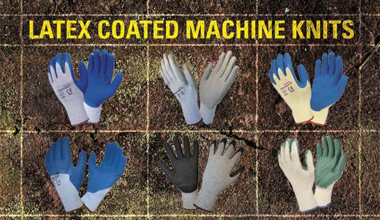 Latex Coated Machine Knit Gloves