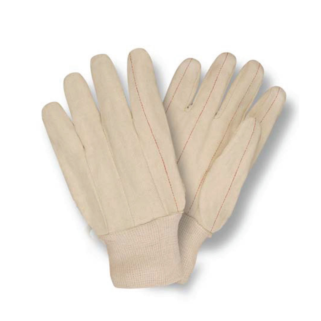 Double Palm Gloves, Nap-In, Polyester/Cotton, Natural Color, Straight Thumb, Natural Knit Wrist #2432 (sold by the dozen)