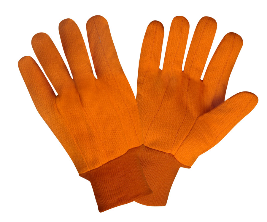 Canvas, Knit Wrist, Corded, Double Palm, Hi-Vis Orange: #2800CD