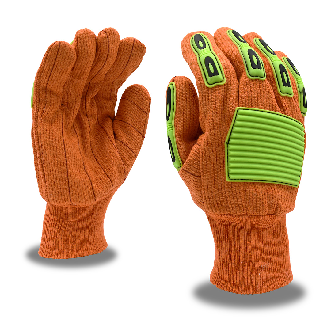 Canvas, TPR, Knit Wrist, Corded, Double Palm, Hi-Vis Orange: #2800TPR