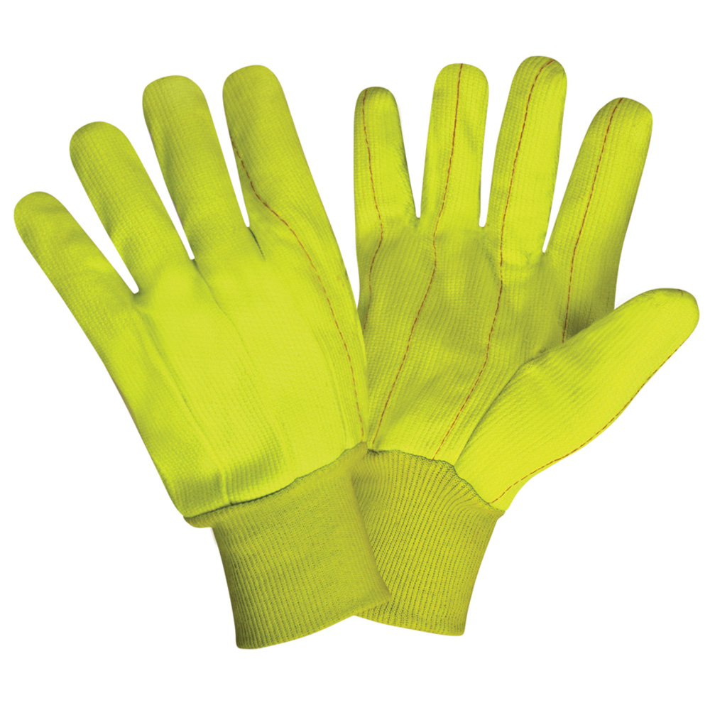 Canvas, Knit Wrist, Corded, Double Palm, Hi-Vis Yellow: #2820CD (sold by the dozen)