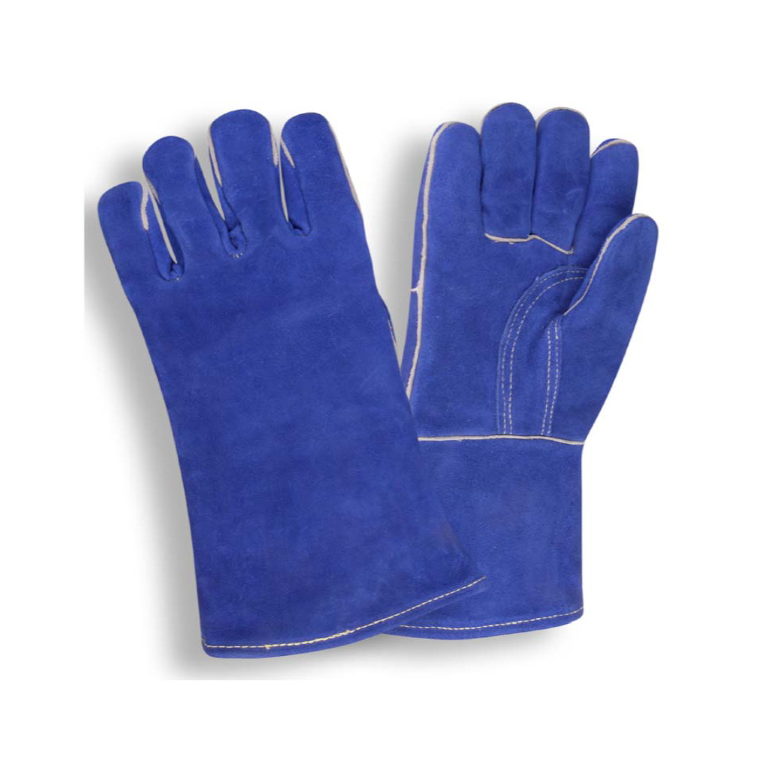 Welders Gloves, Blue, Select Shoulder Leather Welders Gloves, One Piece Back, Reinforced Palm, Cotton Sock Lining, Sewn with Kevlar® Thread #7620